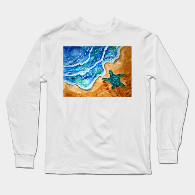 Baby Turtle at the Beach Long Sleeve T-Shirt by ZeichenbloQ